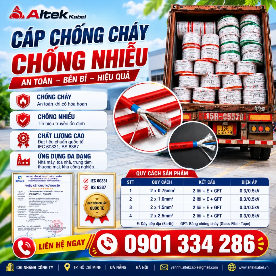 Cáp Chống Cháy Chống Nhiễu 2x0.75mm² ALTEK KABEL