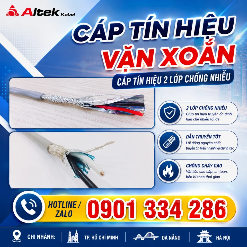 Cáp Tín Hiệu Vặn Xoắn 2 Lớp Chống Nhiễu 16–22AWG 1–4 Pair ALTEK KABEL