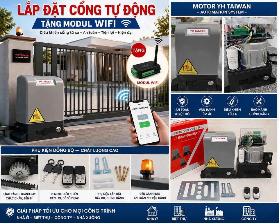 LẮP ĐẶT CỔNG TỰ ĐỘNG – TẶNG NGAY MODUL WIFI