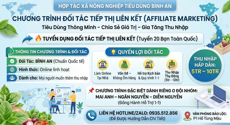 TÌM 20  BẠN ĐỒNG HÀNH LÀM CTV AFFILIATE TIÊU DÙNG XANH