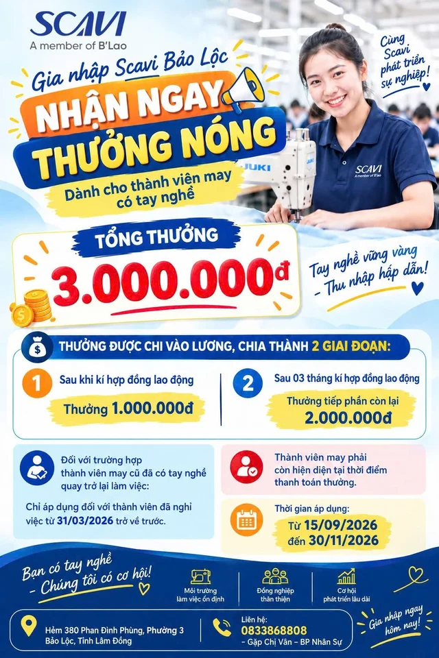 CÓ TAY NGHỀ MAY – VÀO NGAY SCAVI