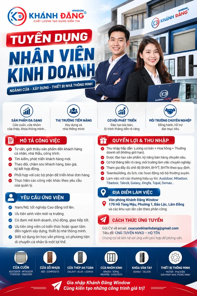 KHÁNH ĐĂNG WINDOW TUYỂN DỤNG NHÂN VIÊN KINH DOANH