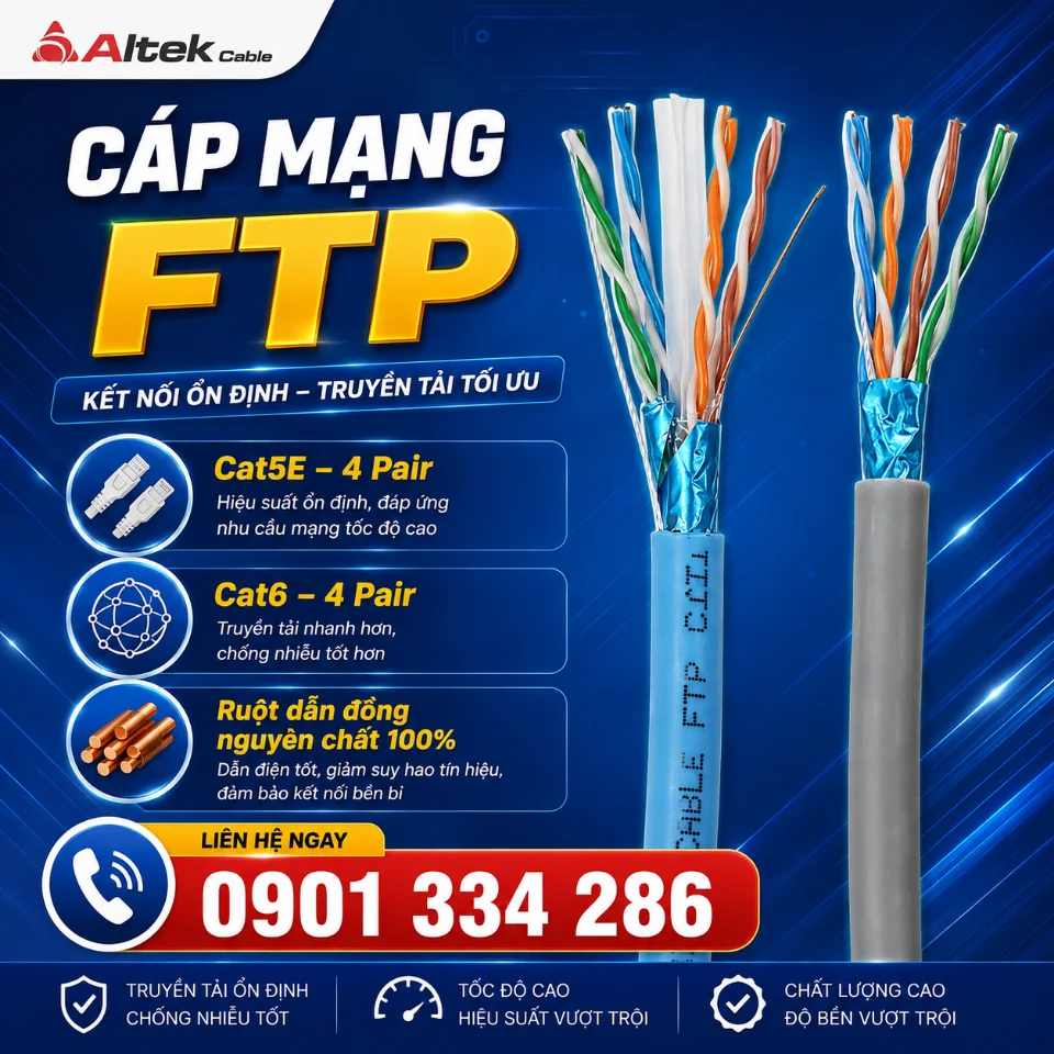 Cáp Mạng Cat5e & Cat6 FTP Chống Nhiễu Altek Kabel