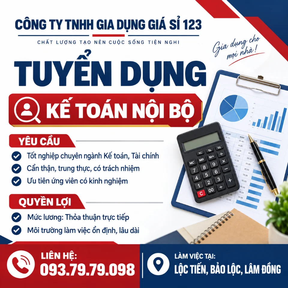 Tuyển kế toán nội bộ