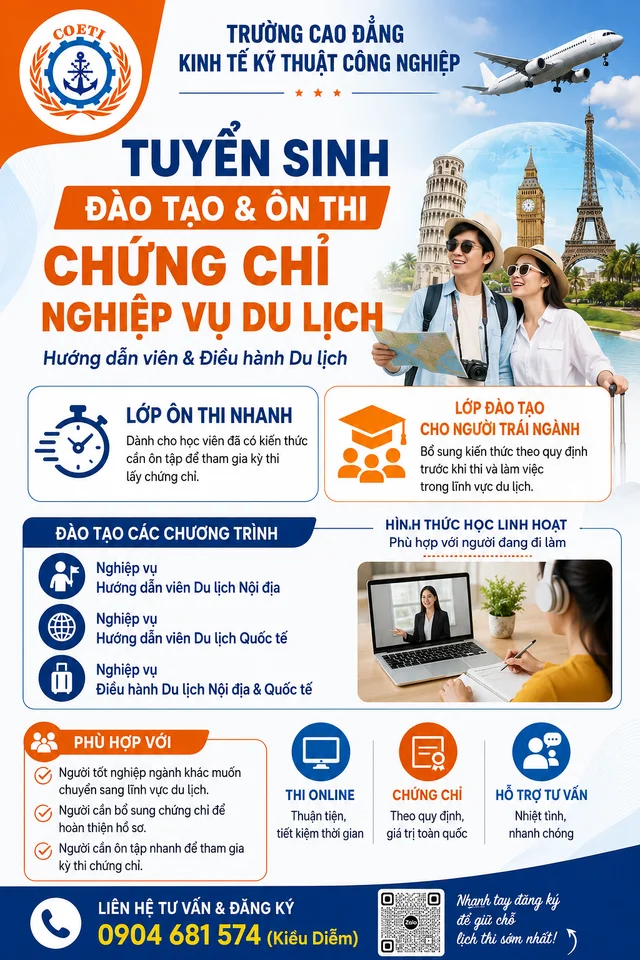 ĐÀO TẠO & ÔN THI CHỨNG CHỈ NGHIỆP VỤ DU LỊCHv