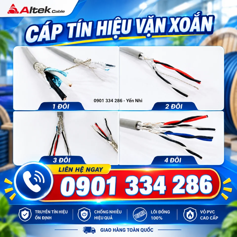 Cáp Tín Hiệu Vặn Xoắn 1 Lớp Chống Nhiễu 1 Pair 22 AWG ALTEK KABEL
