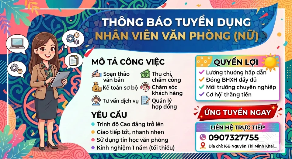 Tuyển dụng Nhân Viên Văn Phòng