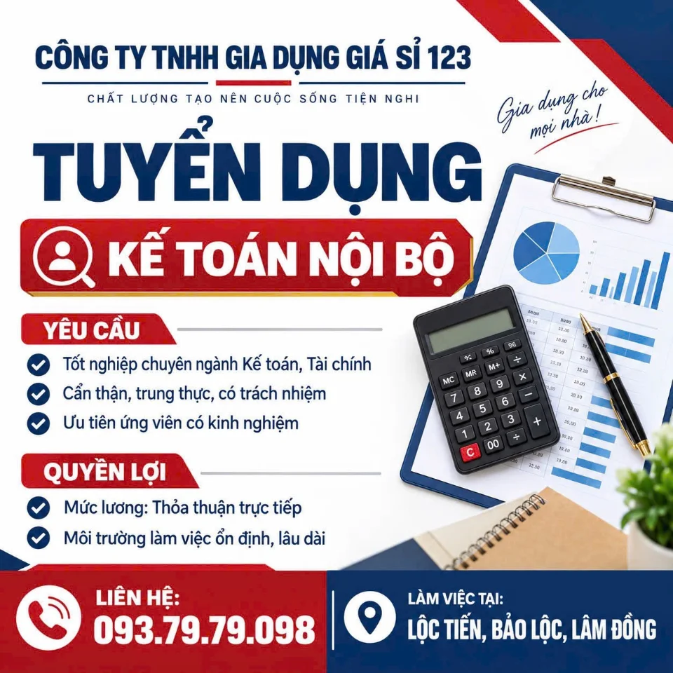 Tuyển kế toán nội bộ