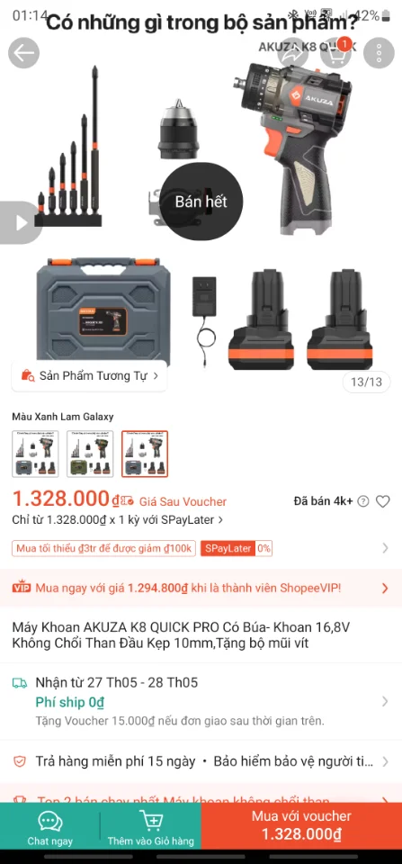 Thanh lý máy khoan PIN mới