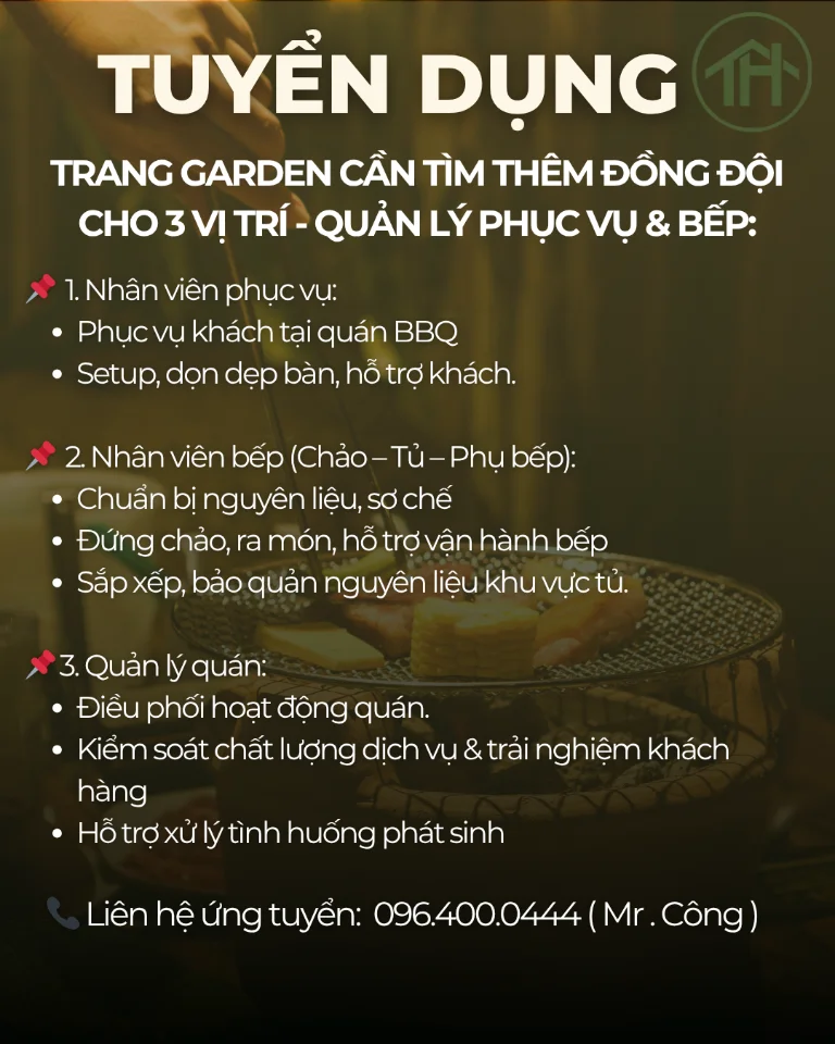 TUYỂN DỤNG NHÂN VIÊN BBQ