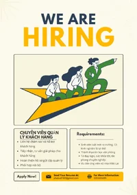 Blue and Yellow Playful Illustration We Are Hiring Flyer.webp
